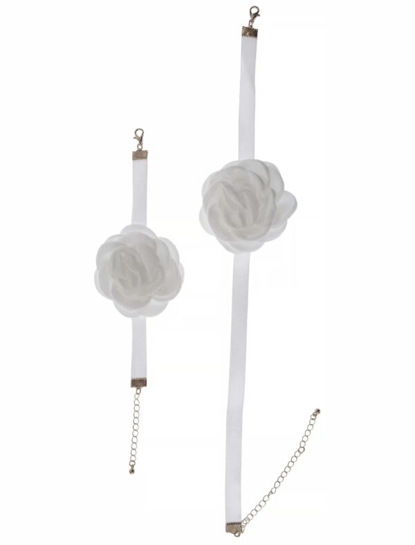 Kostümzubehör Schmuckset Rose 2-tlg. weiß