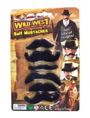 Kostümzubehör Schnurrbart Set Wilder Westen schwarz 6 Stk.