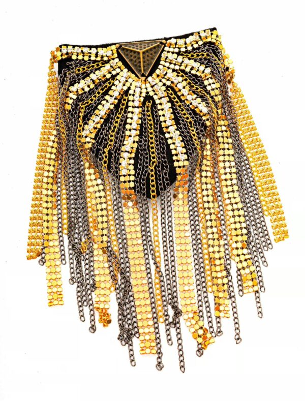 Kostümzubehör Schulterklappe mit Kristall gold/silber