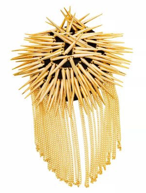 Kostümzubehör Schulterklappe mit langen Spikes gold