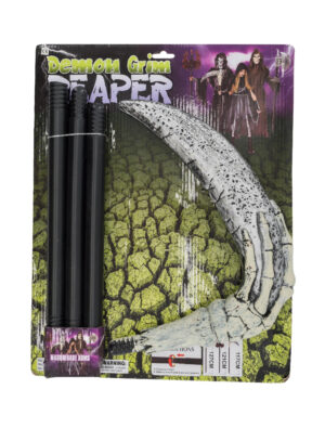 Kostümzubehör Sense Skeletthand Farbe: grau