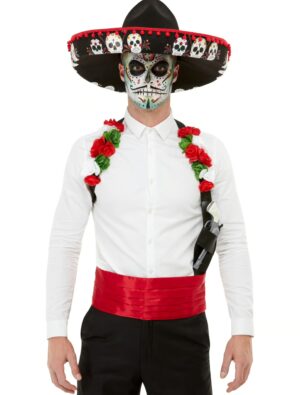 Kostümzubehör Set Day Of The Dead 3-tlg. Herren schwarz/weiß/rot one size
