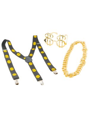 Kostümzubehör Set Dollar 3-tlg. schwarz/gold