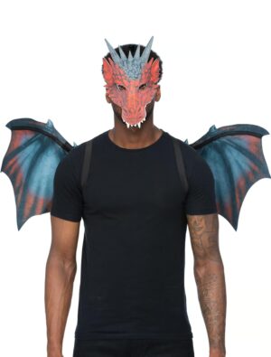 Kostümzubehör Set Drache 2-tlg. schwarz/rot