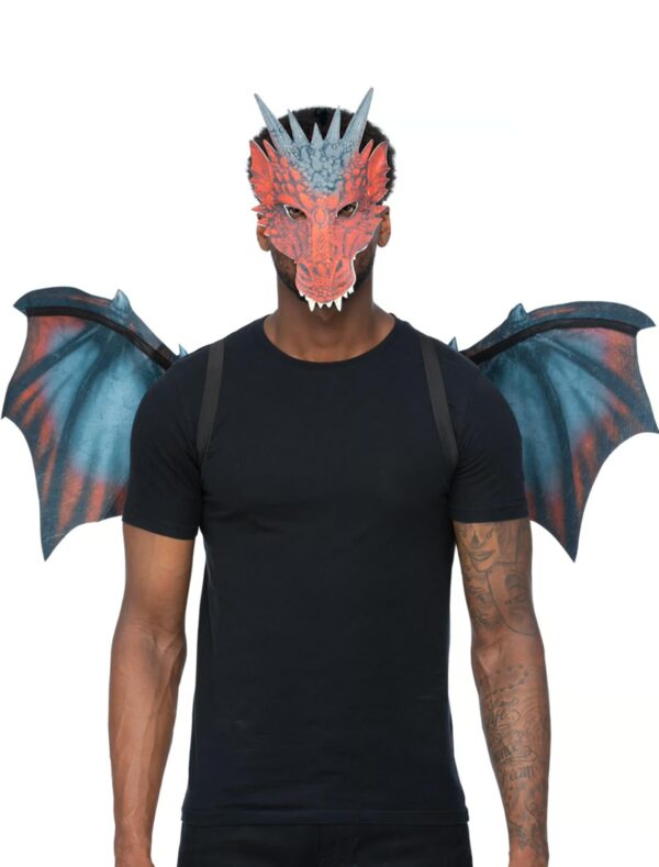 Kostümzubehör Set Drache 2-tlg. schwarz/rot