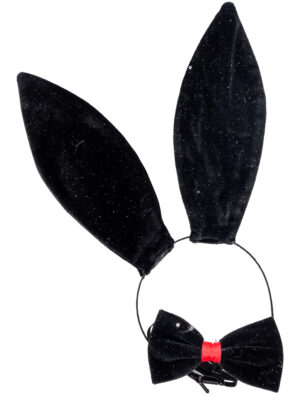 Kostümzubehör Set Hase schwarz Glitzer 3tlg.