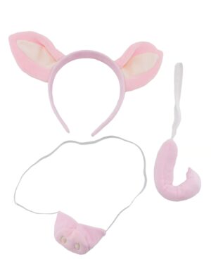 Kostümzubehör Set Schwein 2 tlg. rosa/weiß