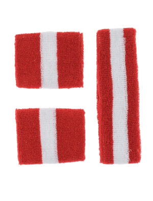 Kostümzubehör Set Schweißbänder rot/weiß