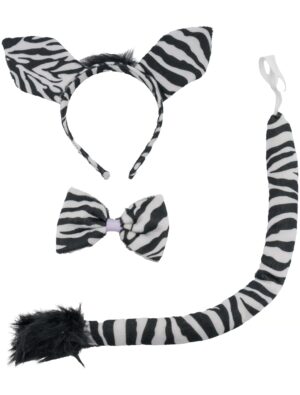 Kostümzubehör Set Zebra 3 tlg. schwarz/weiß