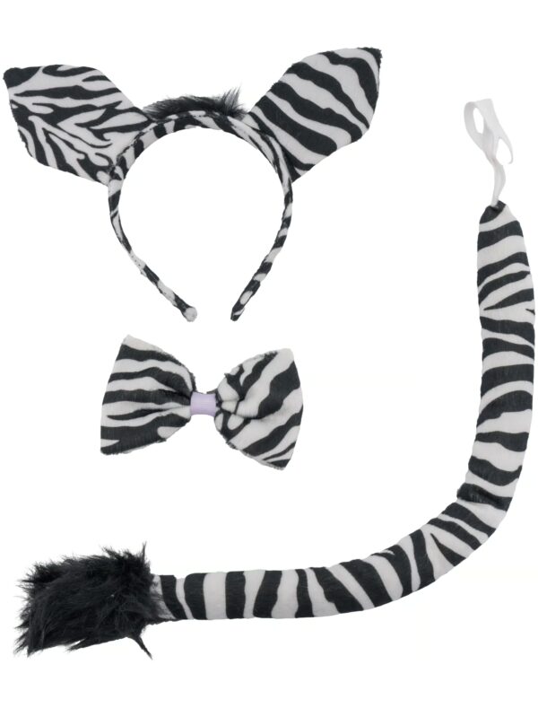 Kostümzubehör Set Zebra 3 tlg. schwarz/weiß