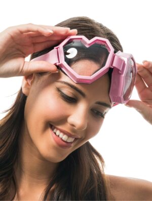 Kostümzubehör Skibrille Herz rosa