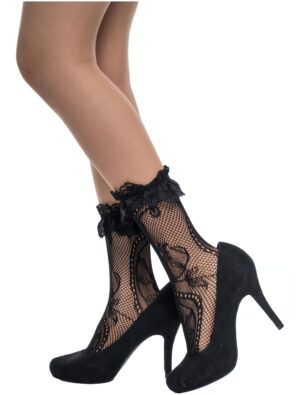Kostümzubehör Socken Spitze Blumen schwarz one size