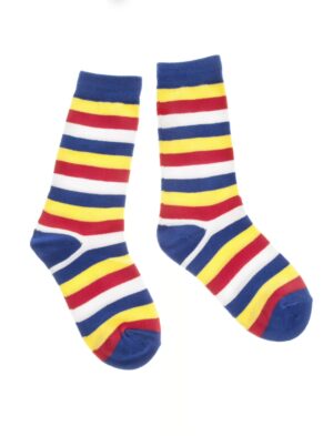 Kostümzubehör Socken gestreift rot/weiß/blau/gelb 35-40