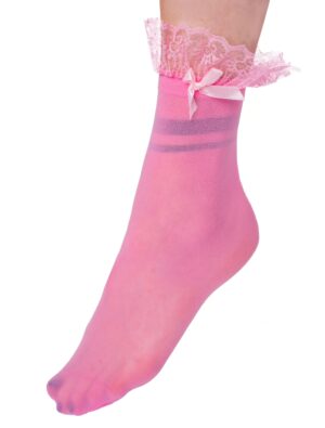 Kostümzubehör Socken mit Spitze und Schleife rosa one size