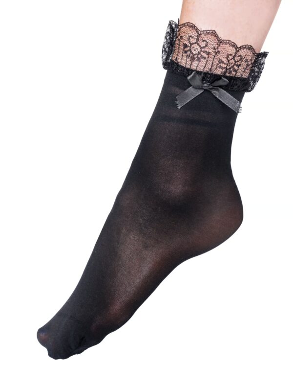 Kostümzubehör Socken mit Spitze und Schleife schwarz one size