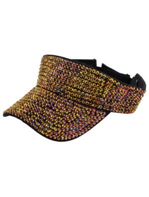 Kostümzubehör Sonnencap Strasssteine gold/schwarz one size