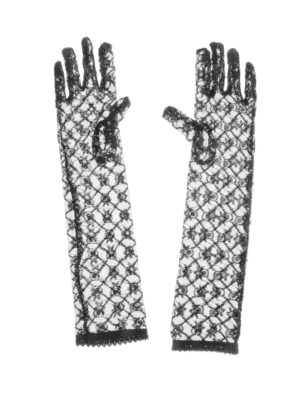 Kostümzubehör Spitzenhandschuhe lang schwarz one size