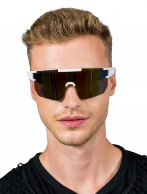 Kostümzubehör Sportbrille verspiegelt weiß