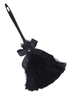 Kostümzubehör Staubwedel mit Satinband schwarz