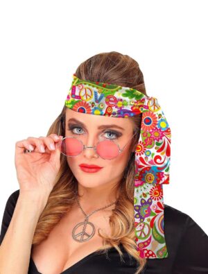Kostümzubehör Stirnband 60er Hippie bunt Farbe: bunt