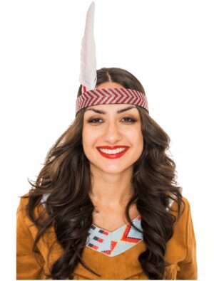 Kostümzubehör Stirnband Indianer mit Strasssteinen rot/weiß