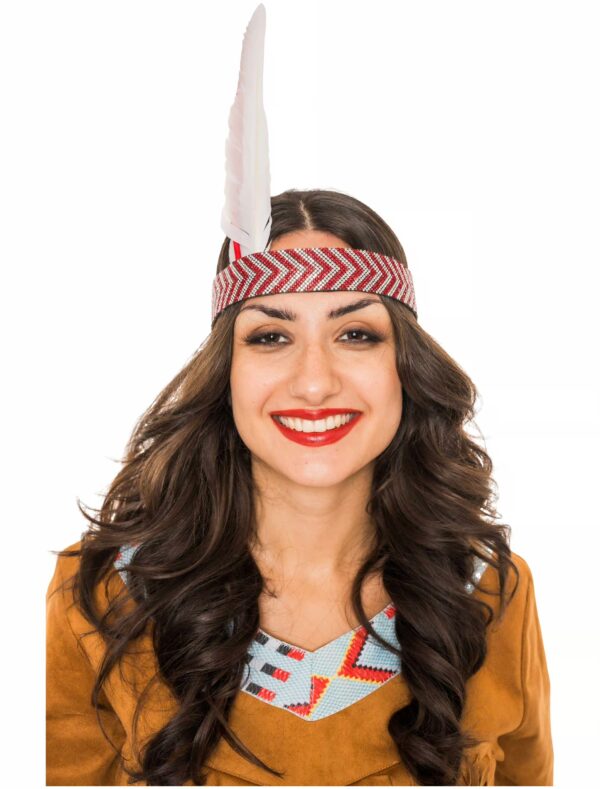 Kostümzubehör Stirnband Indianer mit Strasssteinen rot/weiß