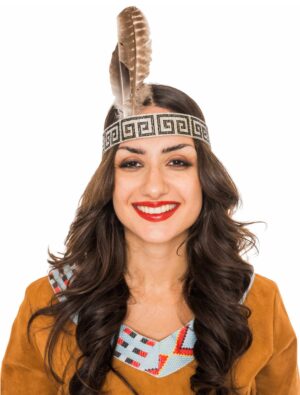 Kostümzubehör Stirnband Indianer mit Strasssteinen schwarz/weiß