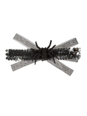 Kostümzubehör Stirnband Pailletten mit Spinne silber
