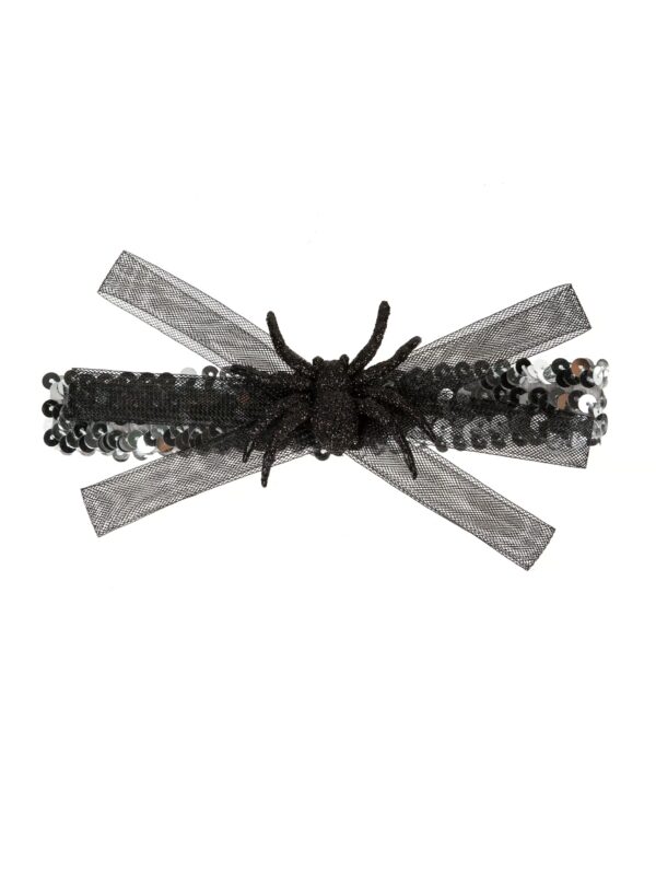 Kostümzubehör Stirnband Pailletten mit Spinne silber