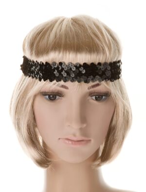 Kostümzubehör Stirnband Pailletten schwarz