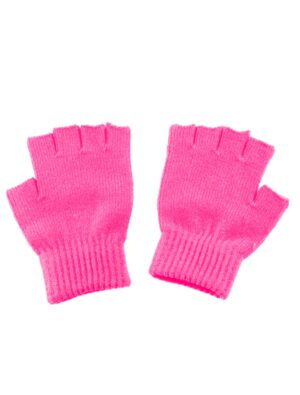 Kostümzubehör Strickhandschuhe Kinder fingerlos pink