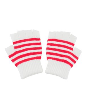 Kostümzubehör Strickhandschuhe Kinder fingerlos rot/weiß