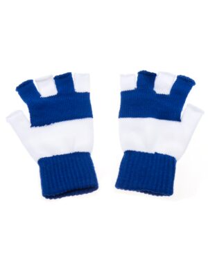 Kostümzubehör Strickhandschuhe fingerlos blau/weiß