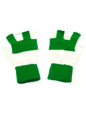 Kostümzubehör Strickhandschuhe fingerlos grün/weiß