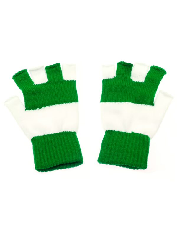 Kostümzubehör Strickhandschuhe fingerlos grün/weiß