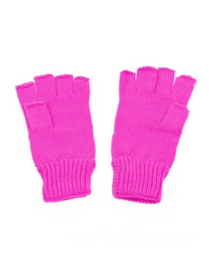 Kostümzubehör Strickhandschuhe fingerlos neonpink
