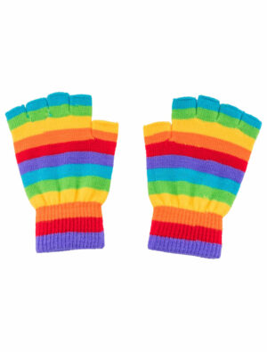 Kostümzubehör Strickhandschuhe fingerlos rainbow