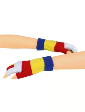 Kostümzubehör Strickhandschuhe fingerlos rot/weiß/blau/gelb
