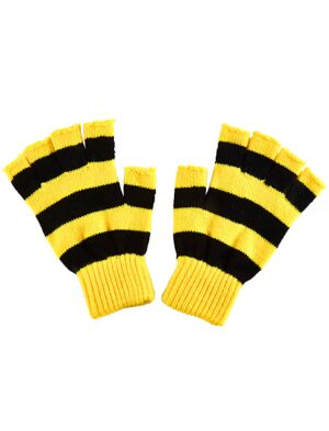Kostümzubehör Strickhandschuhe fingerlos schwarz/gelb