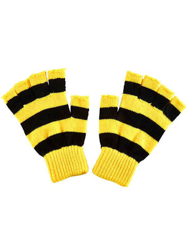 Kostümzubehör Strickhandschuhe fingerlos schwarz/gelb