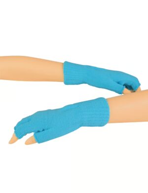 Kostümzubehör Strickhandschuhe fingerlos türkis