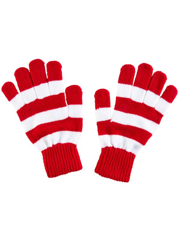 Kostümzubehör Strickhandschuhe rot/weiß one size