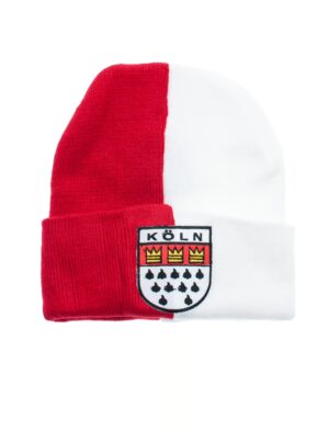 Kostümzubehör Strickmütze Köln Wappen Farbe: rot/weiß