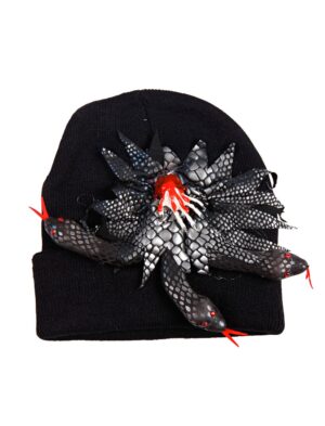 Kostümzubehör Strickmütze mit Schlangen schwarz