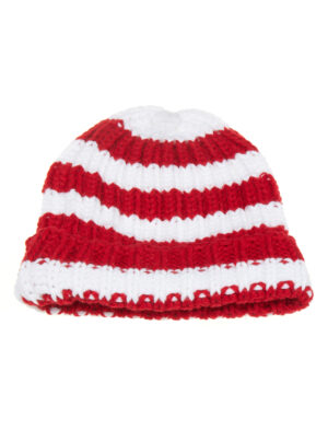 Kostümzubehör Strickmütze rot/weiß one size