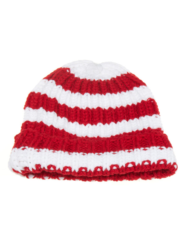 Kostümzubehör Strickmütze rot/weiß one size