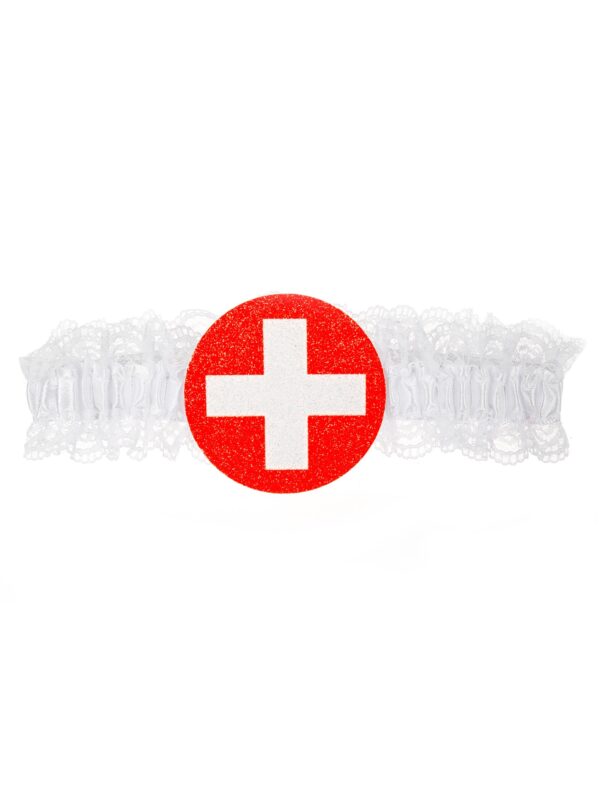 Kostümzubehör Strumpfband Krankenschwester mit Kreuz Farbe: rot/weiß
