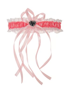 Kostümzubehör Strumpfband Schleife rosa/weiß