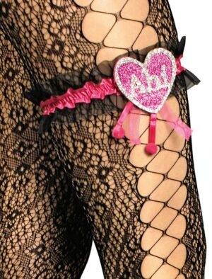 Kostümzubehör Strumpfband mit Herz Farbe: schwarz/pink