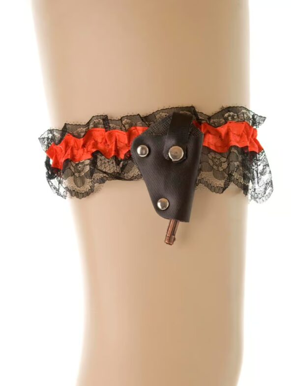 Kostümzubehör Strumpfband mit Pistole Mini Farbe: rot/schwarz